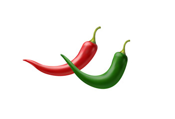 Red and Green Chilli Peppers Realistic 3d Vector
