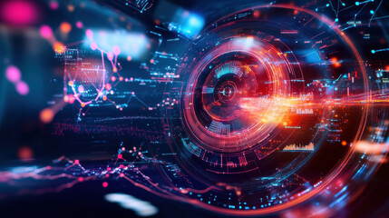 Obraz premium Futuristic financial interface showcasing advanced data visualization and analytics