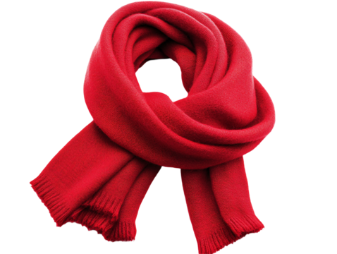 a red scarf on a white background