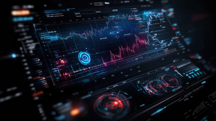 Fototapeta premium Futuristic data visualization with graphs and statistics displays