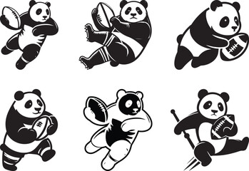 Panda playing rugby vector art