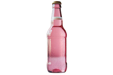 Pink beer bottle isolated on transparent background, png file, no background png file