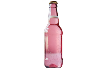 Pink beer bottle isolated on transparent background, png file, no background png file