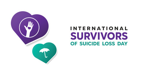 International Survivors of Suicide Loss Day. Heart, hand and umbrella. Great for cards, banners, posters, social media and more. White background. 