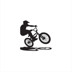 BMX bike player vector illustration for icon, symbol or logo. BMX bike player template logo. BMX player silhouette. bmx bike
