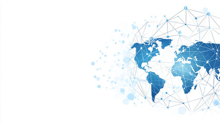 Fototapeta premium abstract blue technology background featuring world map interconnected with lines and dots, symbolizing global connectivity and innovation