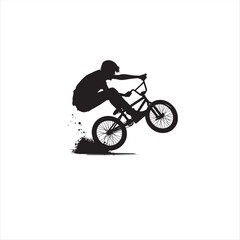 BMX bike player vector illustration for icon, symbol or logo. BMX bike player template logo. BMX player silhouette. bmx bike