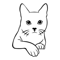 Fototapeta premium Cute Cat Line Art Vector Illustration