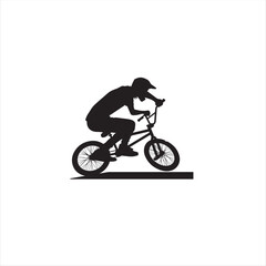 BMX bike player vector illustration for icon, symbol or logo. BMX bike player template logo. BMX player silhouette. bmx bike
