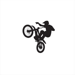 BMX bike player vector illustration for icon, symbol or logo. BMX bike player template logo. BMX player silhouette. bmx bike