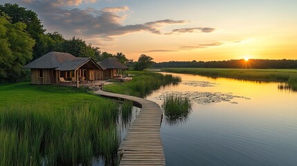 Fototapeta premium A nature reserve with eco-friendly accommodation