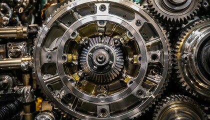 Obraz premium 기계의 내부 구조 기어와 피스톤