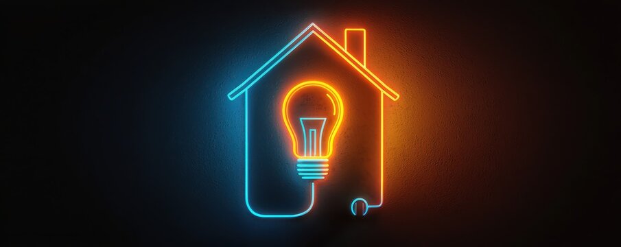  illustration of an energy-efficient house with glowing light bulb signifying sustainable home power solutions