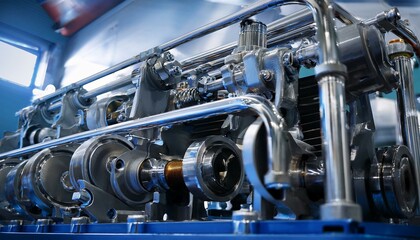 기계의 내부 구조 기어와 피스톤