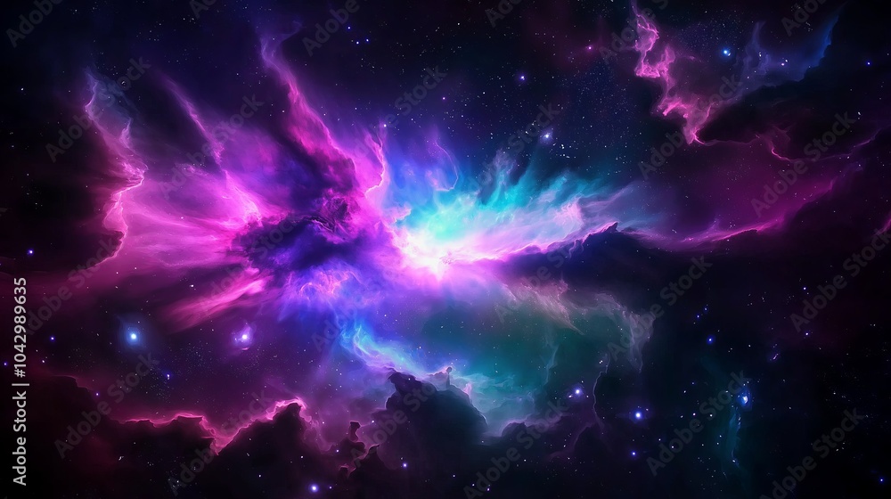 Aufkleber a colorful nebula with a sense of depth and vastness.