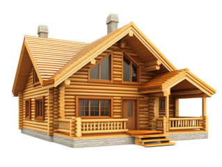 a log cabin with a porch