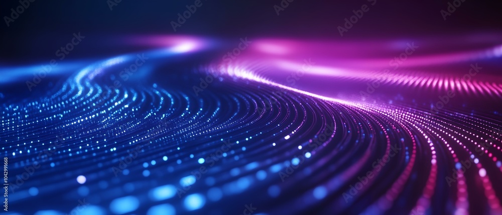 Aufkleber a blue and purple wave with a lot of dots. the dots are scattered all over the wave, giving it a ver