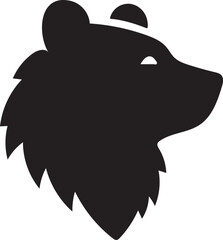 Minimalist Bear Head Silhouette Vector Isolated on White Background for Logos