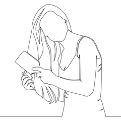 Continuous one single line drawing woman combs her hair with a comb. Hair care icon vector illustration concept