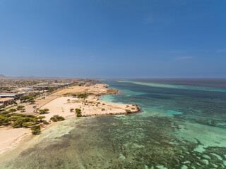 Aerial view of the beach on the Caribbean island of Aruba