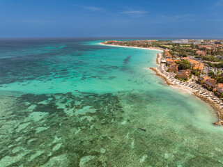 Aerial view of the beach on the Caribbean island of Aruba