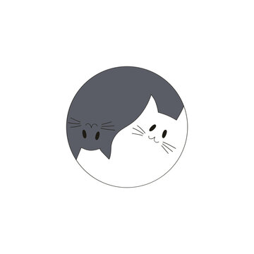 recommend clip art: Cat Yin Yang symbol vector clip-art isolated on white. Cat vibes illustration