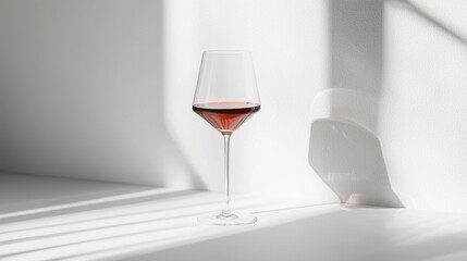 Red wine in elegant long stemmed glass on pure white