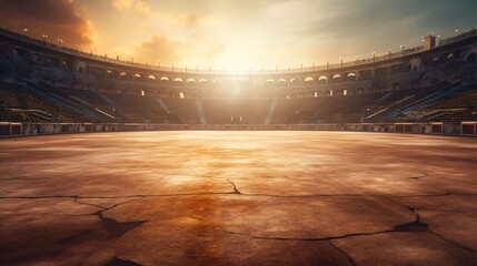 ゲームや漫画に登場するような廃墟のコロシアム闘技場の背景