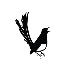 image on white background, Vector illustration of chirping bird silhouette for Logo and T-shirt design,