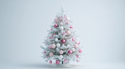White Christmas Tree with Pink and White Ornaments