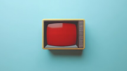 a old vintage tv on color background. retro technology. flat lay top view hero header. vintage color styles. copy space for text