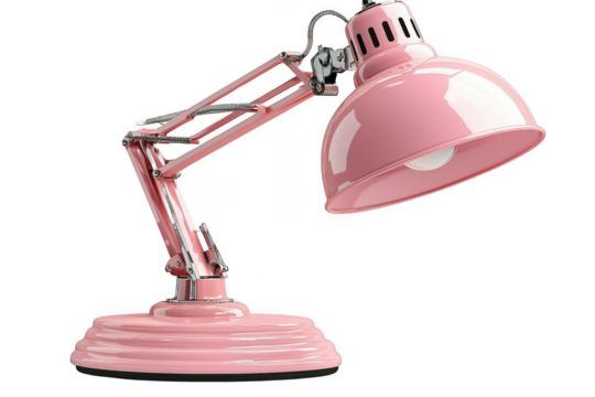 Pink clip-on lamp isolated on transparent background, png file, no background png file