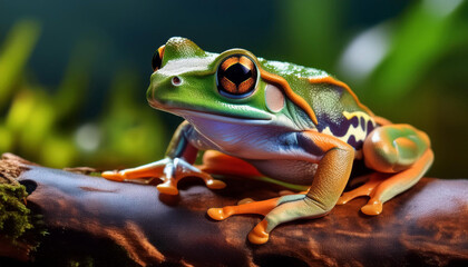 Obraz premium Close-Up of a Frog in its Natural Habitat