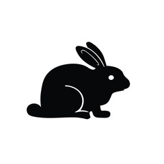 Obraz premium Rabbit silhouette.Isolated on white background. Simple black rabbit icon. Cute animal. Ideal for logo, emblem, pictogram, print, clothing design
