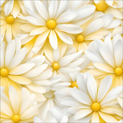 Obraz premium Daisy (Innocence, Peace)_ An abstract background of daisy petals in white and soft yellow.