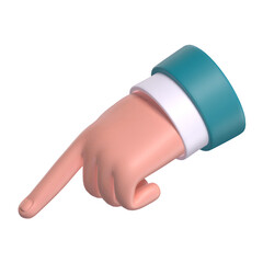 Point Down hand gesture cartoon icon 3d illustration