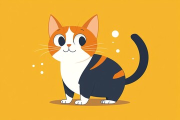 Cartoon Cat with Big Eyes and a Playful Stance: Adorable Illustration for Children's Books, Greeting Cards, and Social Media
