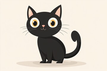 Playful Cartoon Cat with Exaggerated Features and Thick Outlines