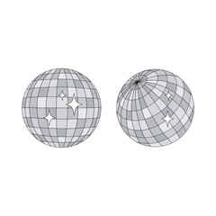 Disco ball vector clip-art set isolated on white. 