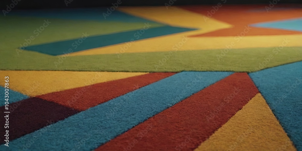 Poster A colorful carpet with a pattern of squares and triangles