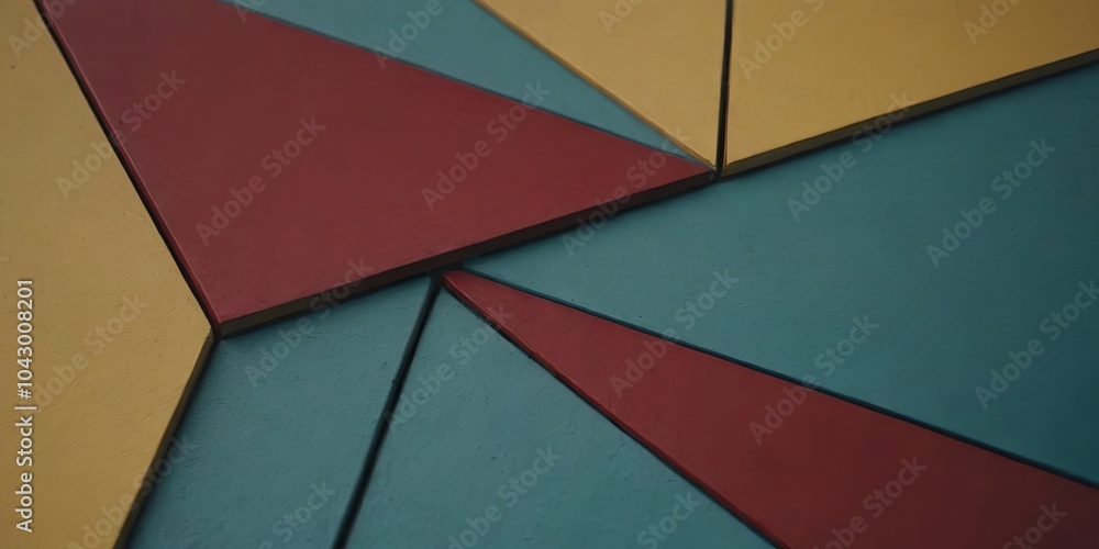 Poster A colorful pattern of squares and triangles on a floor