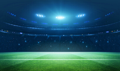 Football stadium at night. An imaginary stadium is modelled and rendered.