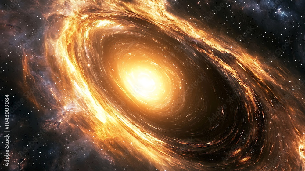 Aufkleber stunning visualization of a golden galaxy spiral an exploration of celestial beauty and cosmic dynam