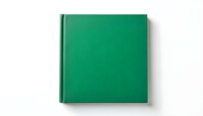 Fototapeta premium Green blank hardback book with copy space isolated on a white background