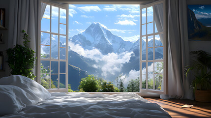 view from the window of a house. Generative AI