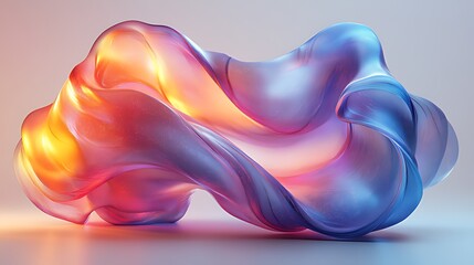 Obraz premium Abstract swirling form with gradient of blue, red, and yellow colors.