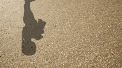 Concept or conceptual background of floor texture surface with a human shadow as silhouette. 3d illustration metaphor to cute little happy young children activity, active playful fun childhood design
