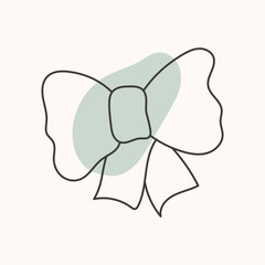 Simple hand drawn ribbon bow. Trendy girls hair braiding accessories. Good for Christmas or Winter designs.