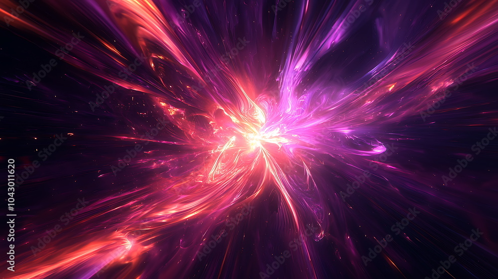 Poster ethereal colorful abstract digital light burst creating a cosmic explosion of energy and vivid image