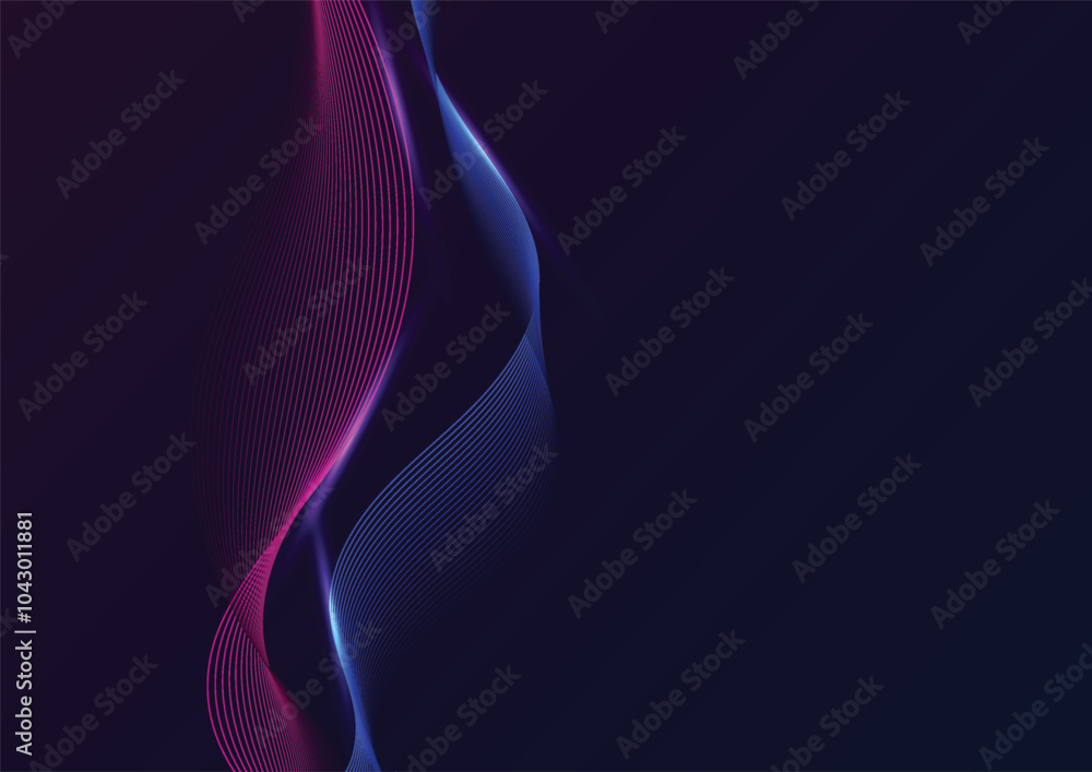 Poster abstract background with wave lines flowing dynamic. visualization networks concept, music, sound. v